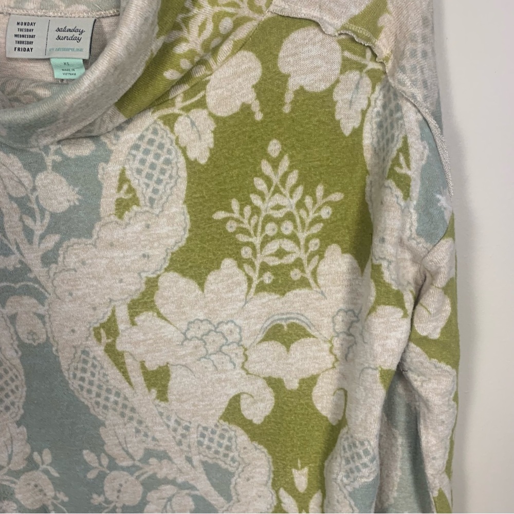 Anthropologie Saturday Sunday Soft Cozy Cowl Neck Floral Sweater Dress - Picture 2 of 14